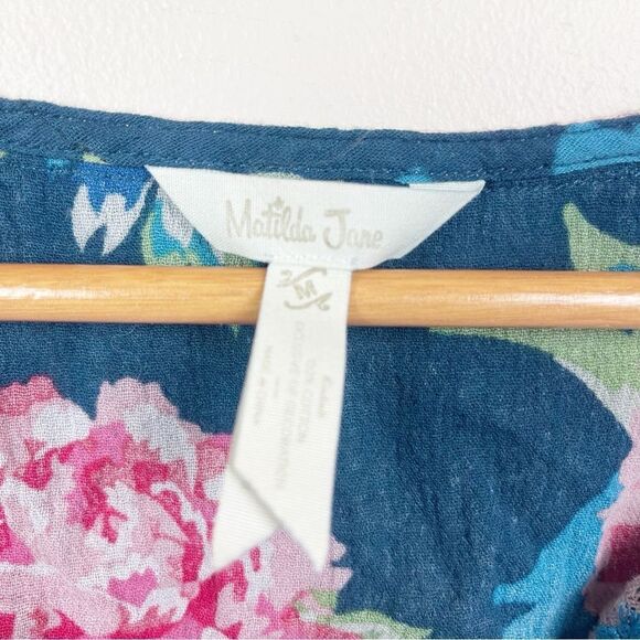 Matilda Jane Women's Medium Cool Shade Coverup ~ Floral Fringed Cotton Beach Med - Picture 3 of 4